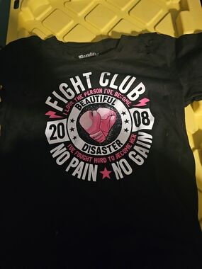 Beautifier Black 'Fight Club' Graphic Tee with Pink Accent